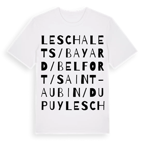 Les Chalets / Bayard / Belfort / Saint-Aubin / Dupuy ordlek t-shirt – ekologisk bomull t-shirt från Pinshirt