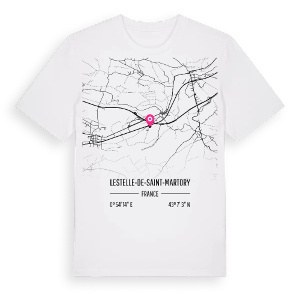 Lestelle-de-Saint-Martory karta t-shirt – ekologisk bomull t-shirt från Pinshirt