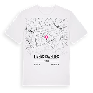 Livers-Cazelles karta t-shirt – ekologisk bomull t-shirt från Pinshirt