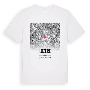 Lozère karta t-shirt – ekologisk bomull t-shirt från Pinshirt