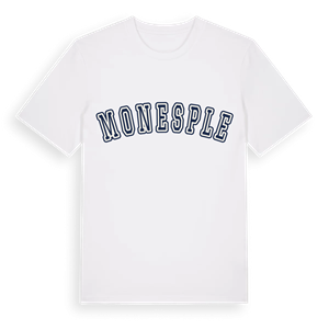 Monesple college t-shirt – ekologisk bomull t-shirt från Pinshirt