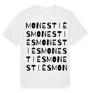 Monestiés ordlek t-shirt – ekologisk bomull t-shirt från Pinshirt