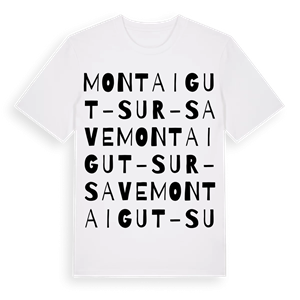 Montaigut-sur-Save ordlek t-shirt – ekologisk bomull t-shirt från Pinshirt
