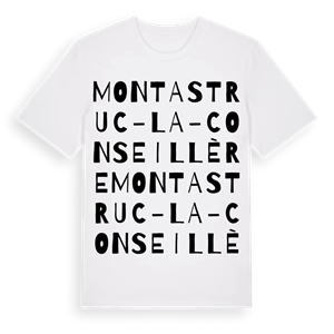 Montastruc-la-Conseillère ordlek t-shirt – ekologisk bomull t-shirt från Pinshirt