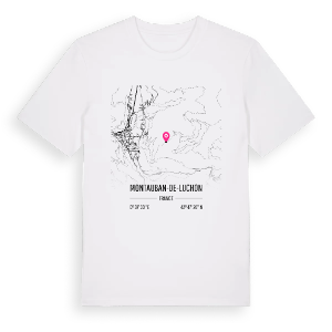 Montauban-de-Luchon karta t-shirt – ekologisk bomull t-shirt från Pinshirt