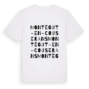 Montégut-en-Couserans ordlek t-shirt – ekologisk bomull t-shirt från Pinshirt