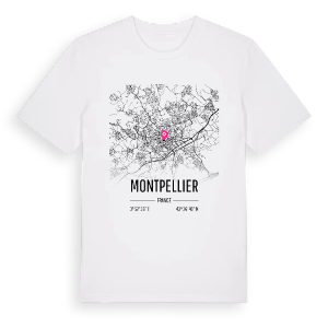 Montpellier karta t-shirt – ekologisk bomull t-shirt från Pinshirt