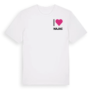 Jag älskar Najac t-shirt litet tryck – ekologisk bomull t-shirt från Pinshirt