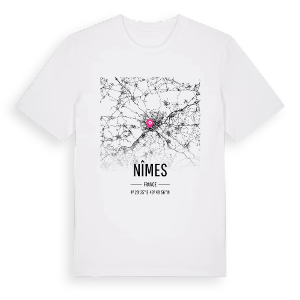 Nîmes karta t-shirt – ekologisk bomull t-shirt från Pinshirt