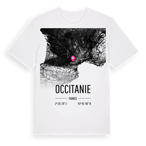 Occitanie karta t-shirt – ekologisk bomull t-shirt från Pinshirt