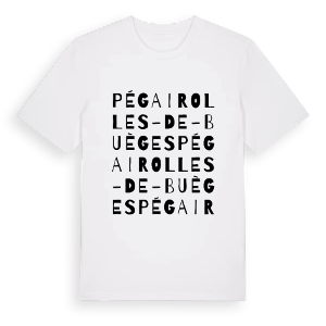 Pégairolles-de-Buèges ordlek t-shirt – ekologisk bomull t-shirt från Pinshirt