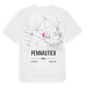 Pennautier karta t-shirt – ekologisk bomull t-shirt från Pinshirt