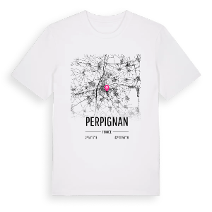 Perpignan karta t-shirt – ekologisk bomull t-shirt från Pinshirt