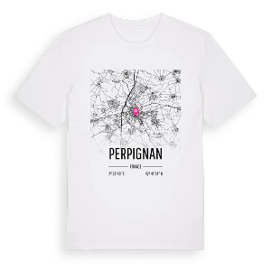 Perpignan karta t-shirt – ekologisk bomull t-shirt från Pinshirt