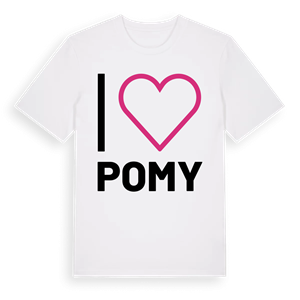 Jag älskar Pomy t-shirt stort tryck – ekologisk bomull t-shirt från Pinshirt