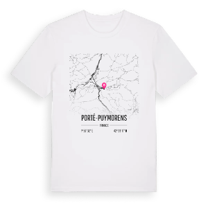 Porté-Puymorens karta t-shirt – ekologisk bomull t-shirt från Pinshirt