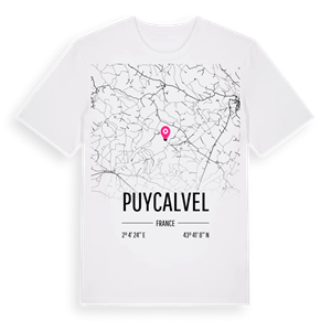 Puycalvel karta t-shirt – ekologisk bomull t-shirt från Pinshirt