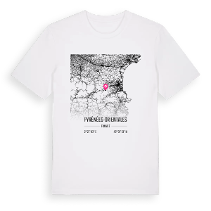 Pyrénées-Orientales karta t-shirt – ekologisk bomull t-shirt från Pinshirt