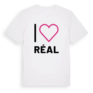 Jag älskar Réal t-shirt stort tryck – ekologisk bomull t-shirt från Pinshirt