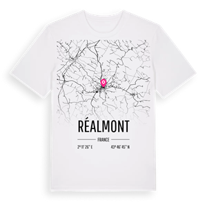 Réalmont karta t-shirt – ekologisk bomull t-shirt från Pinshirt
