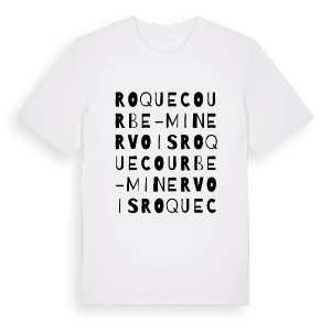 Roquecourbe-Minervois ordlek t-shirt – ekologisk bomull t-shirt från Pinshirt