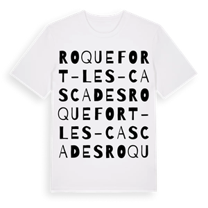 Roquefort-les-Cascades ordlek t-shirt – ekologisk bomull t-shirt från Pinshirt