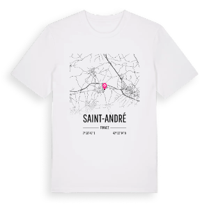 Saint-André karta t-shirt – ekologisk bomull t-shirt från Pinshirt