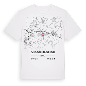 Saint-André-de-Sangonis karta t-shirt – ekologisk bomull t-shirt från Pinshirt