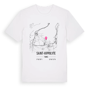 Saint-Hippolyte karta t-shirt – ekologisk bomull t-shirt från Pinshirt