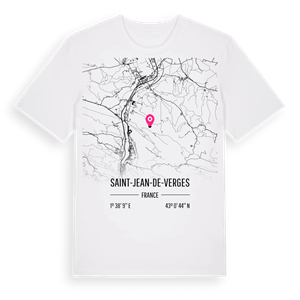 Saint-Jean-de-Verges karta t-shirt – ekologisk bomull t-shirt från Pinshirt