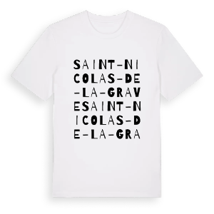 Saint-Nicolas-de-la-Grave ordlek t-shirt – ekologisk bomull t-shirt från Pinshirt