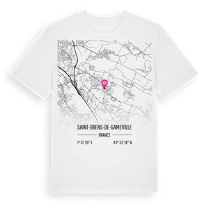 Saint-Orens-de-Gameville karta t-shirt – ekologisk bomull t-shirt från Pinshirt