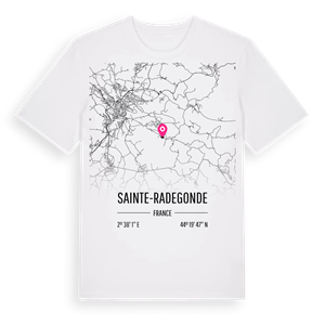 Sainte-Radegonde karta t-shirt – ekologisk bomull t-shirt från Pinshirt