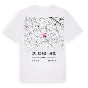 Salles-sur-l'Hers karta t-shirt – ekologisk bomull t-shirt från Pinshirt