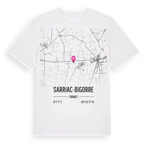 Sarriac-Bigorre karta t-shirt – ekologisk bomull t-shirt från Pinshirt