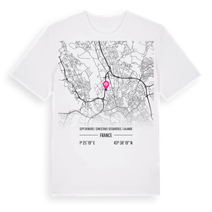 Sept Deniers / Ginestous-Sesquières / Lalande karta t-shirt – ekologisk bomull t-shirt från Pinshirt