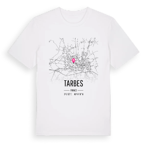 Tarbes karta t-shirt – ekologisk bomull t-shirt från Pinshirt