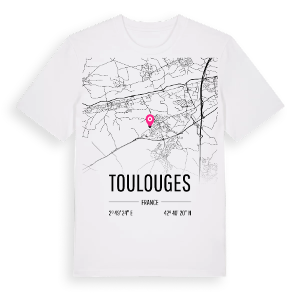 Toulouges karta t-shirt – ekologisk bomull t-shirt från Pinshirt