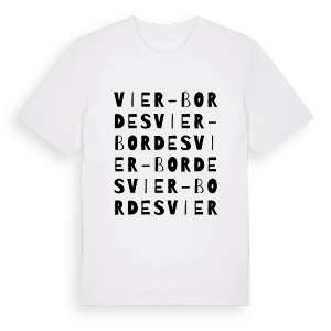 Vier-Bordes ordlek t-shirt – ekologisk bomull t-shirt från Pinshirt