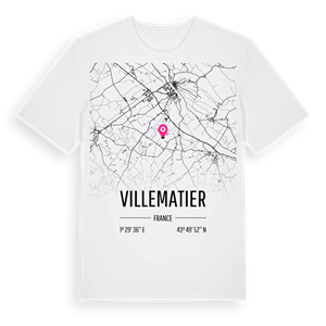 Villematier karta t-shirt – ekologisk bomull t-shirt från Pinshirt