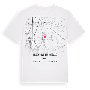 Villeneuve-du-Paréage karta t-shirt – ekologisk bomull t-shirt från Pinshirt
