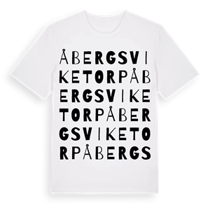 Åbergsviketorp ordlek t-shirt – ekologisk bomull t-shirt från PinShirt