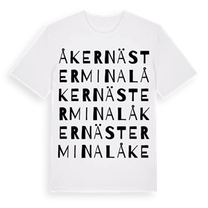 Åkernäs terminal ordlek t-shirt – ekologisk bomull t-shirt från Pinshirt