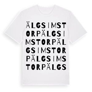 Älgsimstorp ordlek t-shirt – ekologisk bomull t-shirt från Pinshirt