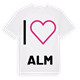 White t-shirt med Jag älskar Alm t-shirt stort tryck