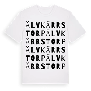 Älvkärrstorp ordlek t-shirt – ekologisk bomull t-shirt från PinShirt