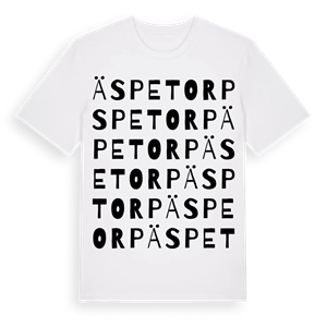 Äspetorp ordlek t-shirt – ekologisk bomull t-shirt från Pinshirt