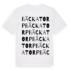 Bäckatorp ordlek t-shirt – ekologisk bomull t-shirt från Pinshirt