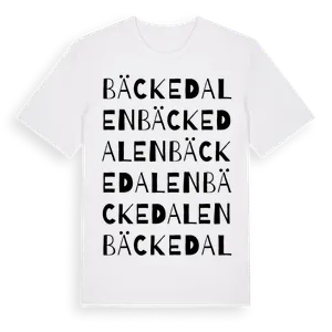 Bäckedalen ordlek t-shirt – ekologisk bomull t-shirt från Pinshirt
