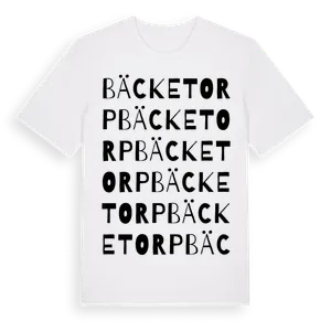Bäcketorp ordlek t-shirt – ekologisk bomull t-shirt från Pinshirt